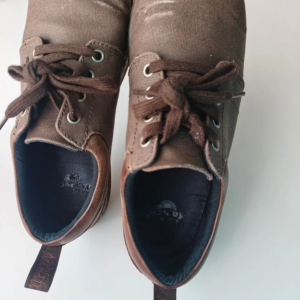 Dr. Martens Joseph Mens Brown Canvas Leather Lace Up Oxford Shoes Size 9 Low Top